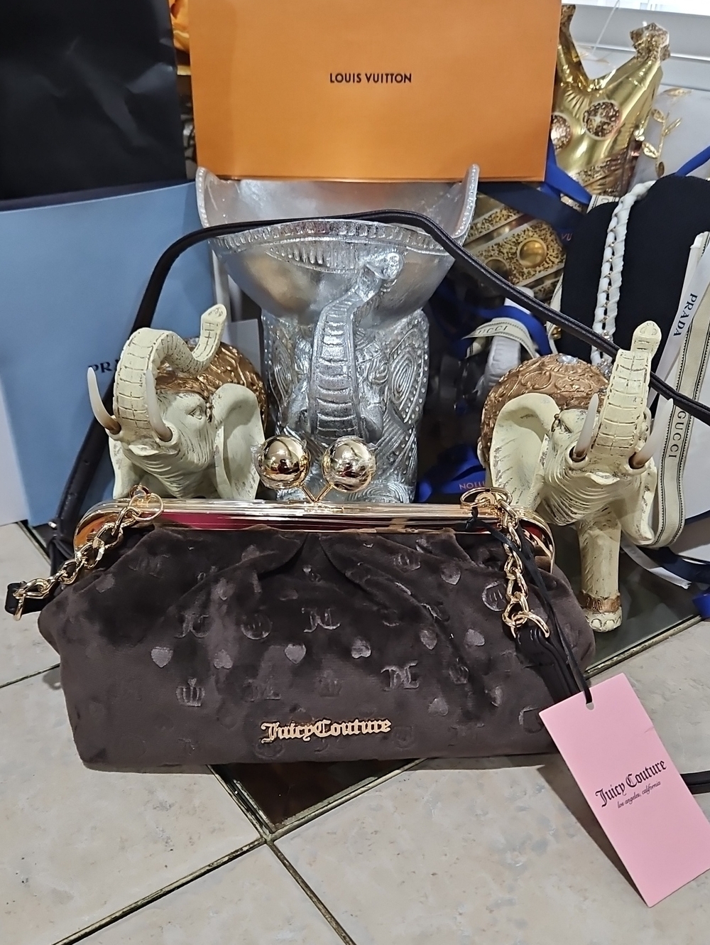 NWT! Juicy Couture Chocolate Brown  "CLASSY"  Kisslock Crossbody!
